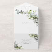 Greenery, Eucalyptus Leaves, Boho, Birthday オールインワン招待状 (外側)