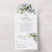 Greenery, Eucalyptus Leaves, Boho, Birthday オールインワン招待状 (内側)