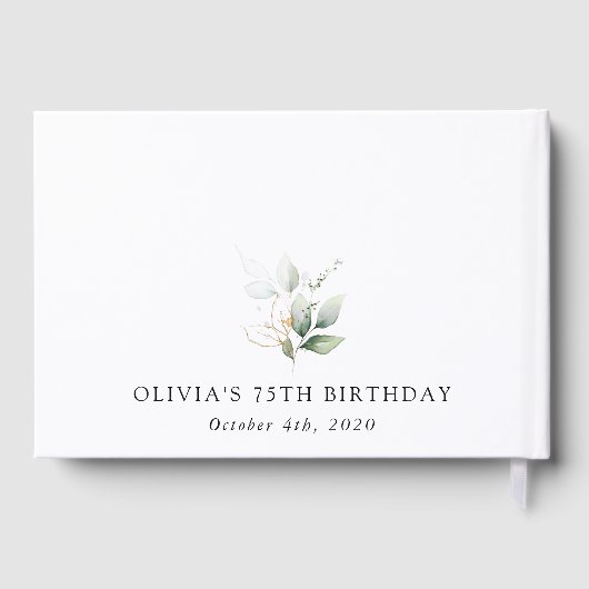 Greenery, Eucalyptus Leaves, Boho, Birthday ゲストブック (裏面)