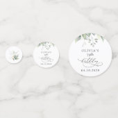 Greenery, Eucalyptus Leaves, Boho, Birthday コンフェッティ (裏面)