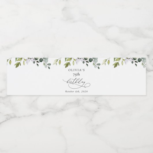 Greenery, Eucalyptus Leaves, Boho, Birthday ペットボトルラベル (シングルラベル)