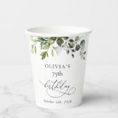 Greenery, Eucalyptus Leaves, Boho, Birthday 紙コップ (正面)
