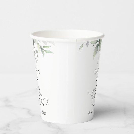 Greenery, Eucalyptus Leaves, Boho, Birthday 紙コップ (右)