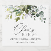 Greenery, Eucalyptus Leaves, Boho, Bridal Shower スパークリングワインラベル (シングルラベル)