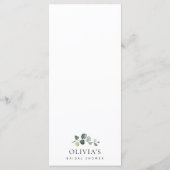 Greenery, Eucalyptus Leaves, Boho, Bridal Shower メニュー (裏面)