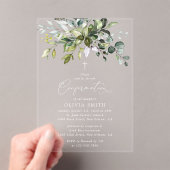 Greenery, Eucalyptus Leaves, Boho, Confirmation アクリル招待状 (インサイチュ (ポータブル))