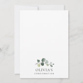 Greenery, Eucalyptus Leaves, Boho, Confirmation 招待状 (裏面)