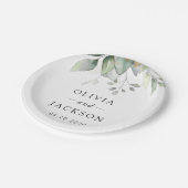 Greenery, Eucalyptus Leaves, Botanical Wedding ペーパープレート (アングル)