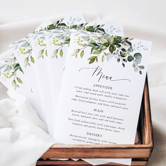 Greenery, Eucalyptus Leaves, Bridal Shower Menu