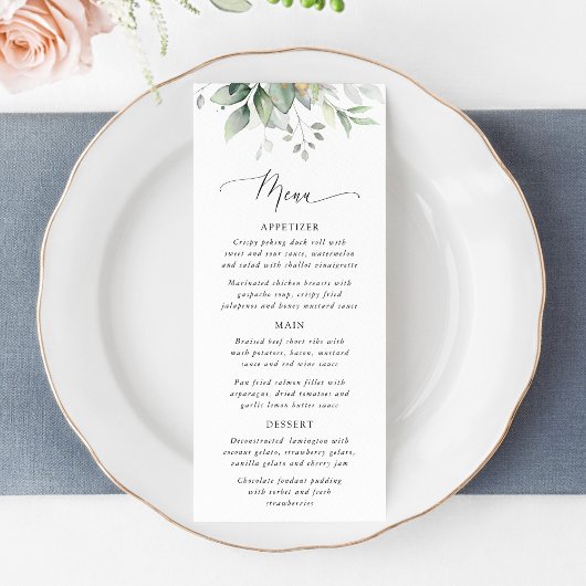 Greenery, Eucalyptus Leaves, Bridal Shower Menu メニュー