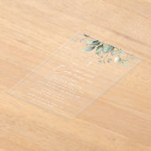 Greenery, Eucalyptus Leaves, First Holy Communion アクリル招待状 (レイダウン)