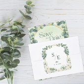 Greenery Eucalyptus Monogram Botanical Wedding スクエアシール