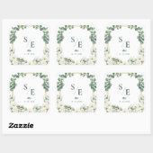 Greenery Eucalyptus Monogram Botanical Wedding スクエアシール (シート)
