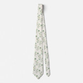 Greenery Eucalyptus Natural Ecru White Wedding ネクタイ (正面)