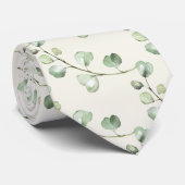 Greenery Eucalyptus Natural Ecru White Wedding ネクタイ (ロール)