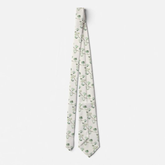 Greenery Eucalyptus Natural Ecru White Wedding ネクタイ (裏面)