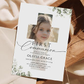  Greenery Eucalyptus Photo  First Communion  招待状