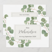 Greenery Eucalyptus Pregnancy Announcement Card 案内状 (正面/裏面)