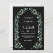 Greenery Eucalyptus Rustic Elegant QR Code Wedding 招待状 (正面)