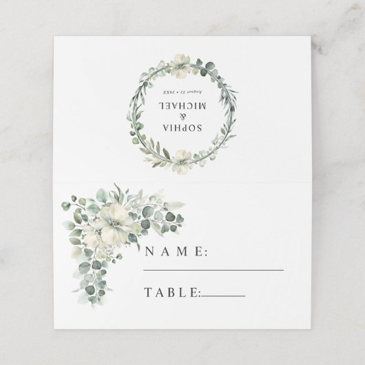 Greenery Eucalyptus Wedding プレイスカード (外部開封)