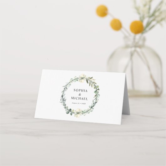 Greenery Eucalyptus Wedding プレイスカード (裏面)