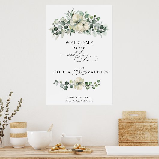 Greenery Eucalyptus Wedding ポスター (キッチン)