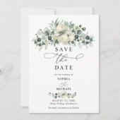 Greenery Eucalyptus Wedding Save The Date 招待状 (正面)