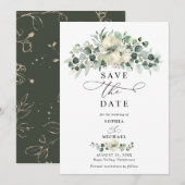 Greenery Eucalyptus Wedding Save The Date 招待状 (正面/裏面)