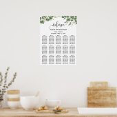 Greenery Eucalyptus Wedding Seating Chart ポスター (キッチン)