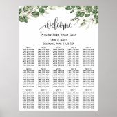 Greenery Eucalyptus Wedding Seating Chart ポスター (正面)