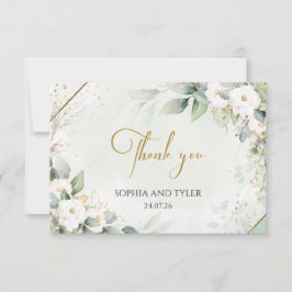 Greenery Eucalyptus White Roses Wedding Thank You サンキューカード