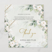 Greenery Eucalyptus White Roses Wedding Thank You サンキューカード (正面/裏面)