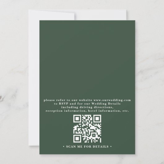 Greenery Evergreen Leaves Rustic QR Code Wedding 招待状 (裏面)