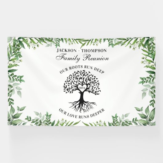 Greenery Family Reunion Tree backdrop banner 横断幕 (横)
