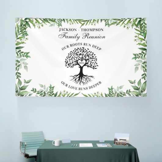 Greenery Family Reunion Tree backdrop banner 横断幕 (トレードショー)