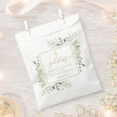 Greenery First Communion金ゴールドスクリプト フェイバーバッグ (クリップ留めされた状態)