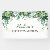 Greenery First Communion Banner backdrop 横断幕 (横)