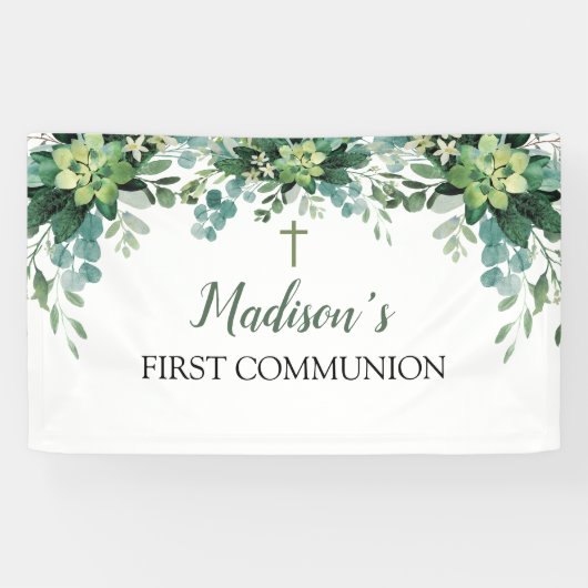 Greenery First Communion Banner backdrop 横断幕 (横)