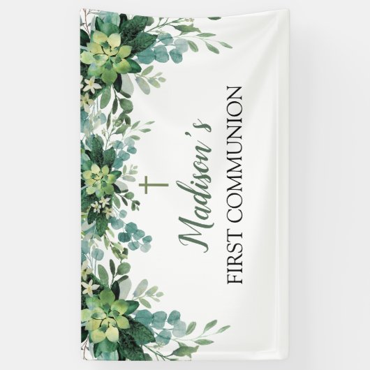 Greenery First Communion Banner backdrop 横断幕 (縦)