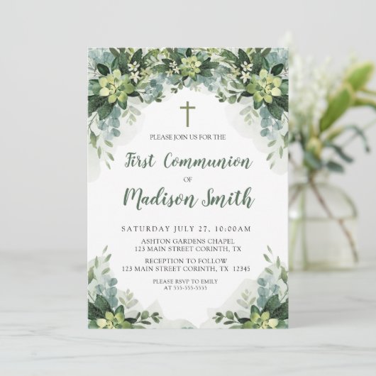 Greenery First Communion Invitation 招待状 (スタンド正面)