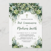 Greenery First Communion Invitation 招待状 (正面/裏面)