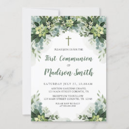 Greenery First Communion Invitation 招待状
