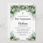 Greenery First Communion Invitation 招待状 (正面)