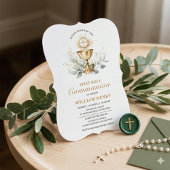 Greenery First Holy Communion Invitation  招待状