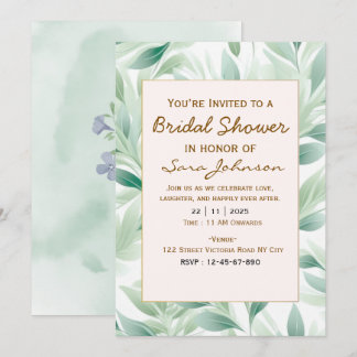 Greenery Floral Bridal Shower Invitation 招待状