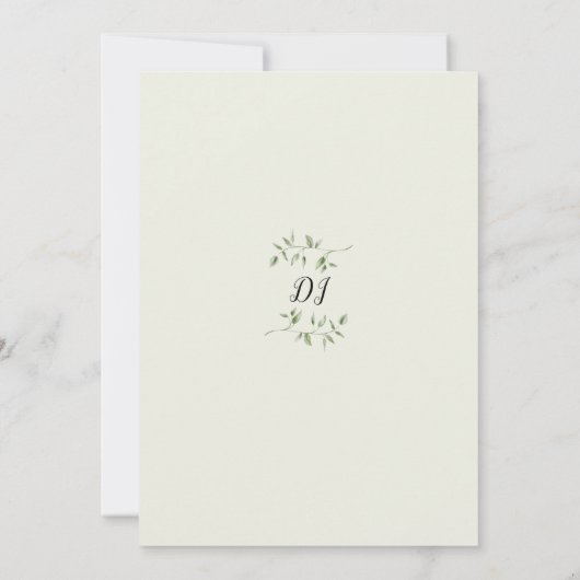 Greenery Floral Elegant Monogram Bar Mitzvah 招待状 (裏面)