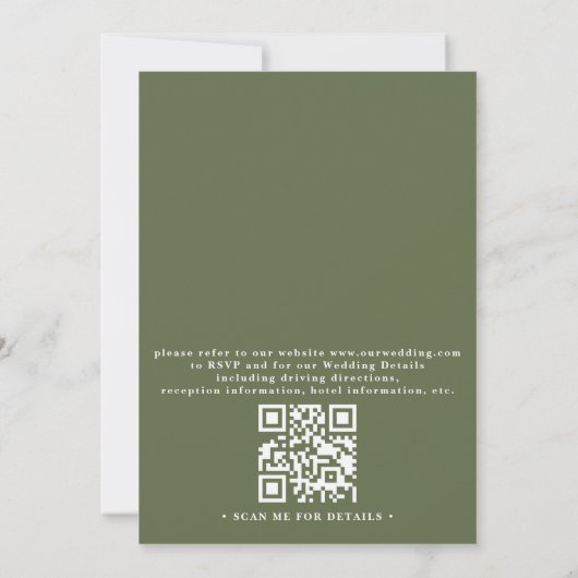 Greenery Floral Elegant Rustic QR Code Wedding 招待状 (裏面)