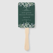 Greenery Floral Emerald Green Wedding Program ハンドファン (正面)