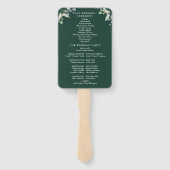 Greenery Floral Emerald Green Wedding Program ハンドファン (裏面)