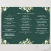 Greenery Floral Emerald Trifold Wedding Program チラシ (裏面)